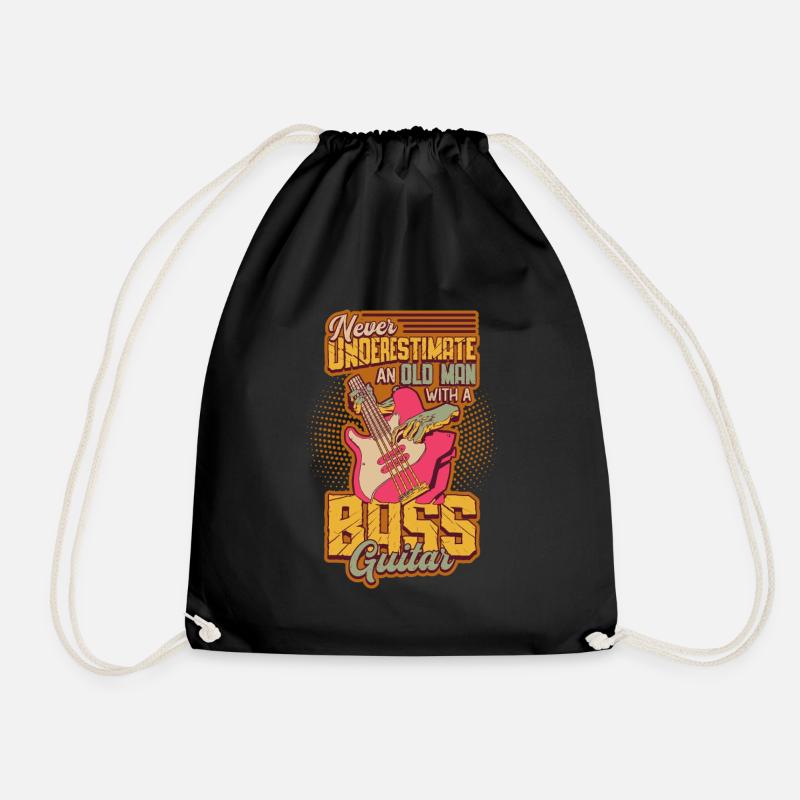 Never underestimate an old man. - Drawstring Bag - black