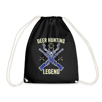 Deer Hunting Legend Red Hunting Deer Antlers - Drawstring Bag - black - Front