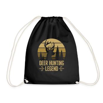Deer Hunting Legend Red Hunting Deer Antlers - Drawstring Bag - black - Front