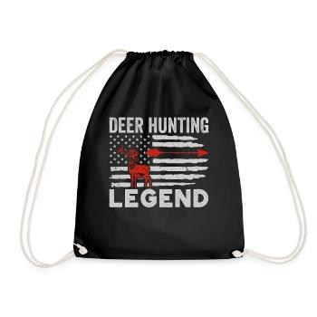 Deer Hunting Legend Red Hunting Deer Antlers - Drawstring Bag - black - Front