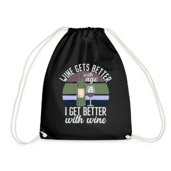 Wine Gets Better With Age Wine Toast - Drawstring Bag - black - Front