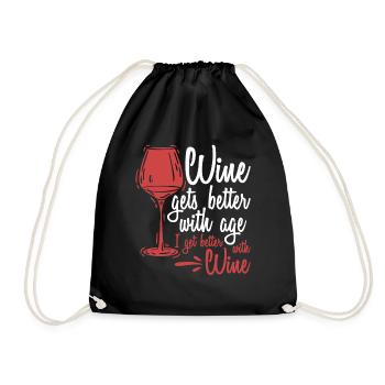 Wine Gets Better With Age Wine Toast - Drawstring Bag - black - Front