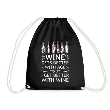 Wine Gets Better With Age Wine Toast - Drawstring Bag - black - Front
