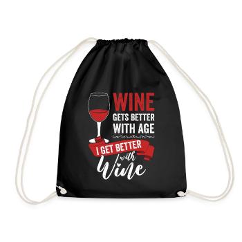 Wine Gets Better With Age Wine Toast - Drawstring Bag - black - Front