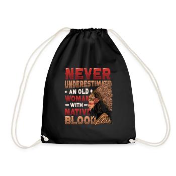 Old Women with Native Blood Indian Native - Drawstring Bag - black - Front