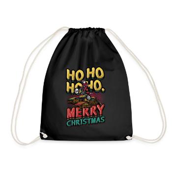 Ho Ho Ho Ho Frohe Weihnachten Santa Riding Dirt - Turnbeutel - Schwarz - Vorne