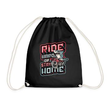 Ride Hard Or Stay Home Biker Shark Riding - Drawstring Bag - black - Front