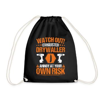 Drywall fitter Drywaller - Drawstring Bag - black - Front