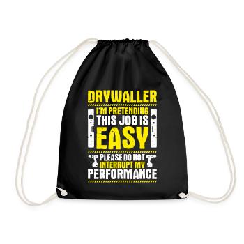 Drywall fitter Drywaller - Drawstring Bag - black - Front