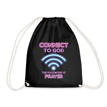 Verbunden Mit Gott, Passwort, Gebet. - Turnbeutel - Schwarz - Vorne