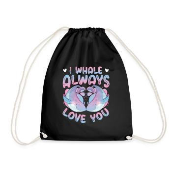 Je t’aime toujours baleine bleue - Sac de sport léger - noir - Devant