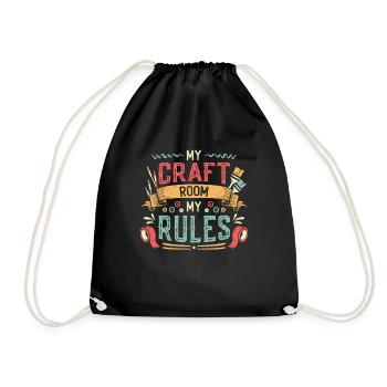 Mein Bastelzimmer Meine Regeln Crafty Mom - Turnbeutel - Schwarz - Vorne