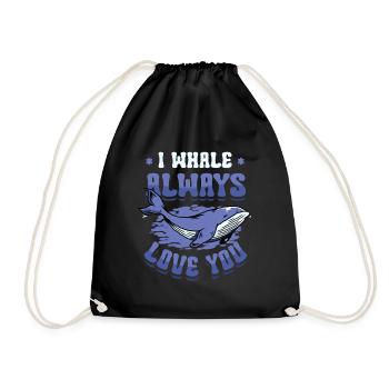 Je t’aime toujours baleine bleue - Sac de sport léger - noir - Devant