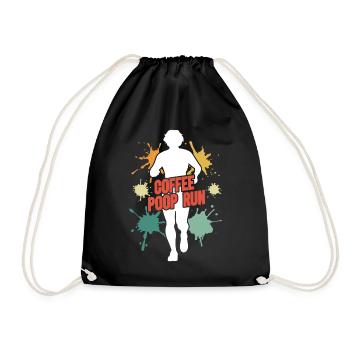 Coffee Poop Run Funny Runner Marathon - Drawstring Bag - black - Front