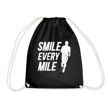 Smile Every Mile Läufer Spruch - Turnbeutel - Schwarz - Vorne