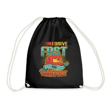 I drive fast and barefoot sewing machine Sewer - Drawstring Bag - black - Front