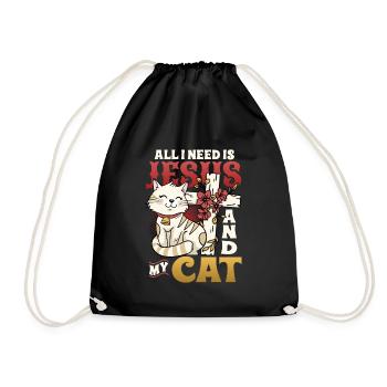 All I need is Jesus and my cat - Drawstring Bag - black - Front