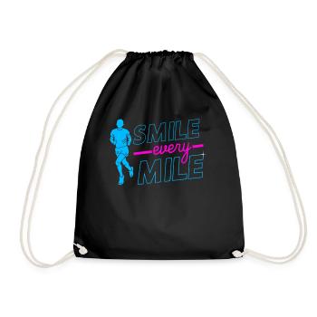 Smile Every Mile - Lauftraining Marathon Running - Turnbeutel - Schwarz - Vorne