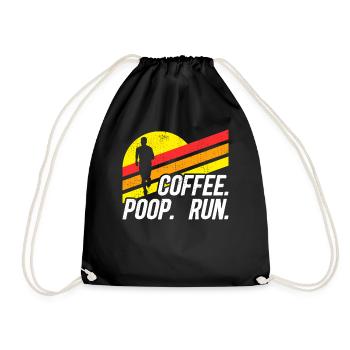 Coffee Poop Run Fun Trail Running Graphics - Drawstring Bag - black - Front