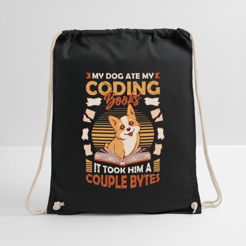 Dog Bytes Code Computer Joke Programming Drawstring Bag