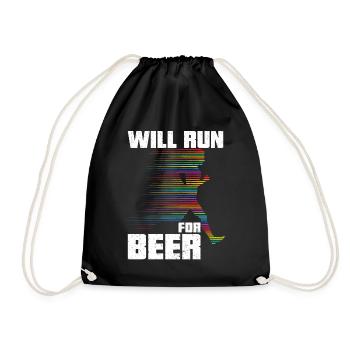 Will Run For Beer Lustige Läufer - Turnbeutel - Schwarz - Vorne