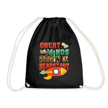 Great minds start with a head start, Abcd Teacher - Drawstring Bag - black - Front