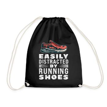 Abgelenkt durch Laufschuhe - Läufer Laufen Runner - Turnbeutel - Schwarz - Vorne