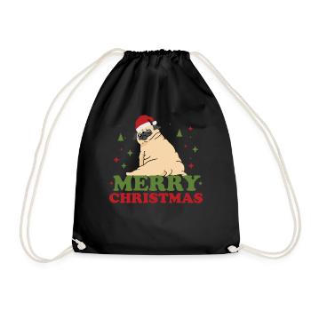 Merry Christmas - Dog Christmas Gift funny - Drawstring Bag - black - Front