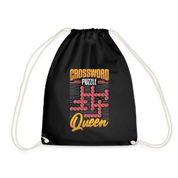 Crossword Puzzle Queen Crossword Puzzle Puzzle - Drawstring Bag - black - Front