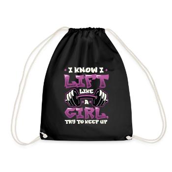 I know I'm lifting like a girl - Drawstring Bag - black - Front