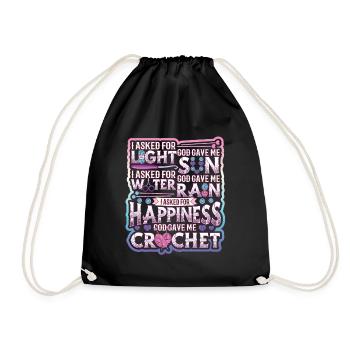 Crochet Lucky Yarns - Drawstring Bag - black - Front