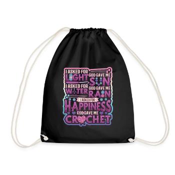 Crochet Lucky Yarns - Drawstring Bag - black - Front