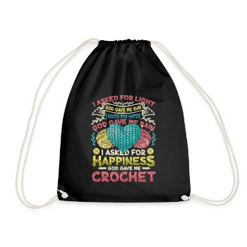 Crochet Lucky Yarns - Drawstring Bag - black - Front
