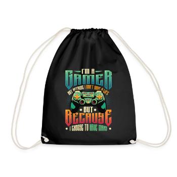 Gamers Have Many Lives Video Games Boys Play - Drawstring Bag - black - Front