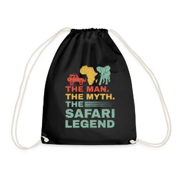 African Safari Mann Mythos Safari-Legende - Turnbeutel - Schwarz - Vorne