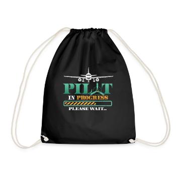 Pilot in progress, please wait, aircraft training - Drawstring Bag - black - Front