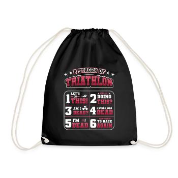 6 stages of triathlon - Drawstring Bag - black - Front