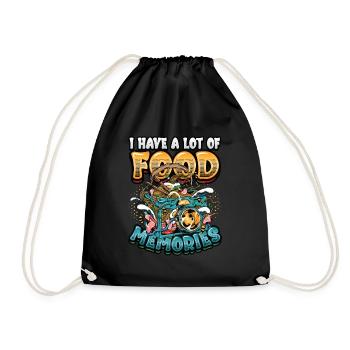 I have a lot of food memories, I like to eat - Drawstring Bag - black - Front