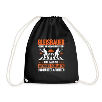 Gleisbauer Schienenarbeiter Gleisbau Track Laborer - Turnbeutel - Schwarz - Vorne