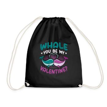 Whale You Be My Valentine Matching Couple - Drawstring Bag - black - Front