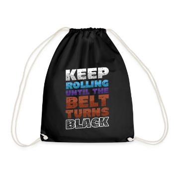 Keep turning until the belt turns black, karate - Drawstring Bag - black - Front