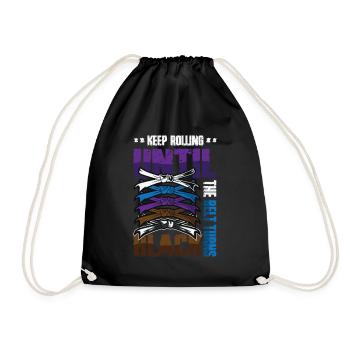 Keep turning until the belt turns black, karate - Drawstring Bag - black - Front