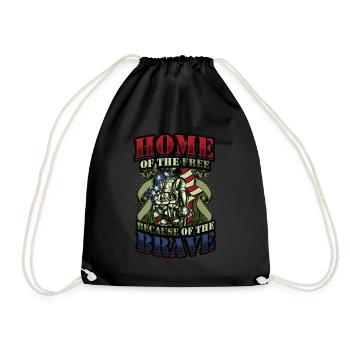 Home Of The Free Because Of The Brave Patriotic. - Drawstring Bag - black - Front