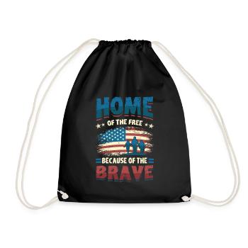 Home Of The Free Because Of The Brave Patriotic. - Drawstring Bag - black - Front