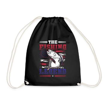 The Fishing Legend, Angler, American Flag - Drawstring Bag - black - Front