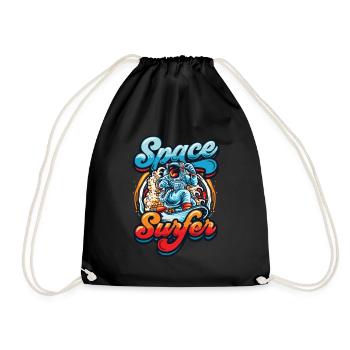 Space surfer astronaut - Drawstring Bag - black - Front