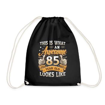 This is what an awesome 85-year-old looks like. - Drawstring Bag - black - Front