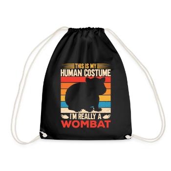 Lustiges Australischer Wombat Spruch - Turnbeutel - Schwarz - Vorne