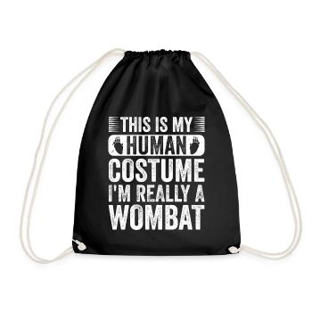 Lustiges Australischer Wombat Spruch - Turnbeutel - Schwarz - Vorne