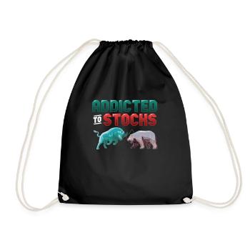 Addicted to Stocks, Bull Bear Stock Market - Drawstring Bag - black - Front